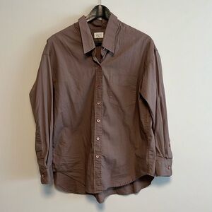 Aritzia Wilfred deep taupe relaxed poplin shirt sz xxs preloved